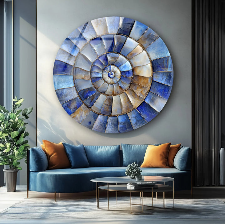 Coastal Blue & Sand Round Glass Wall Art - MyPhotoStation