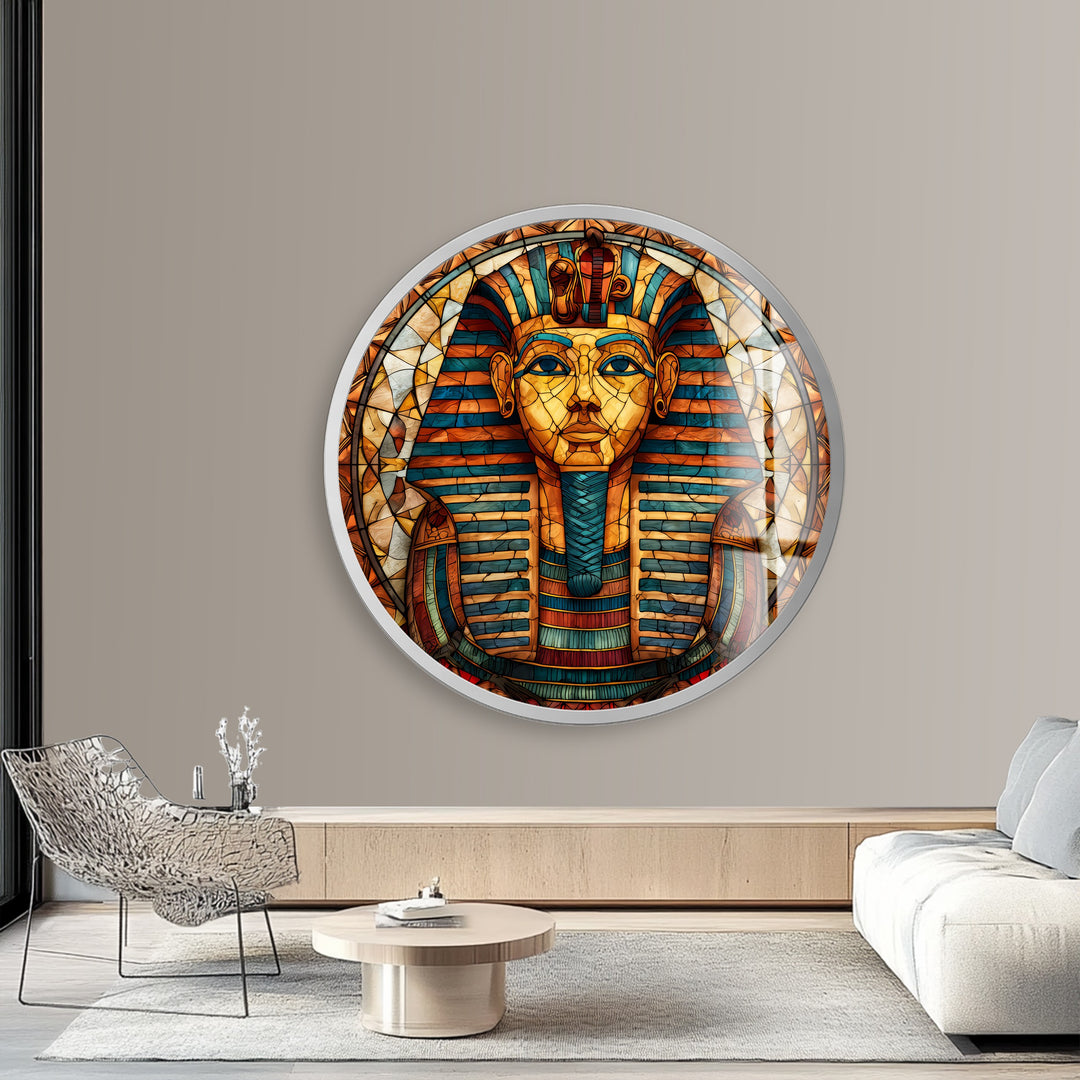 Pharaoh’s Gaze – Round Glass Wall Art
