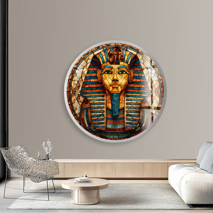 Pharaoh’s Gaze – Round Glass Wall Art
