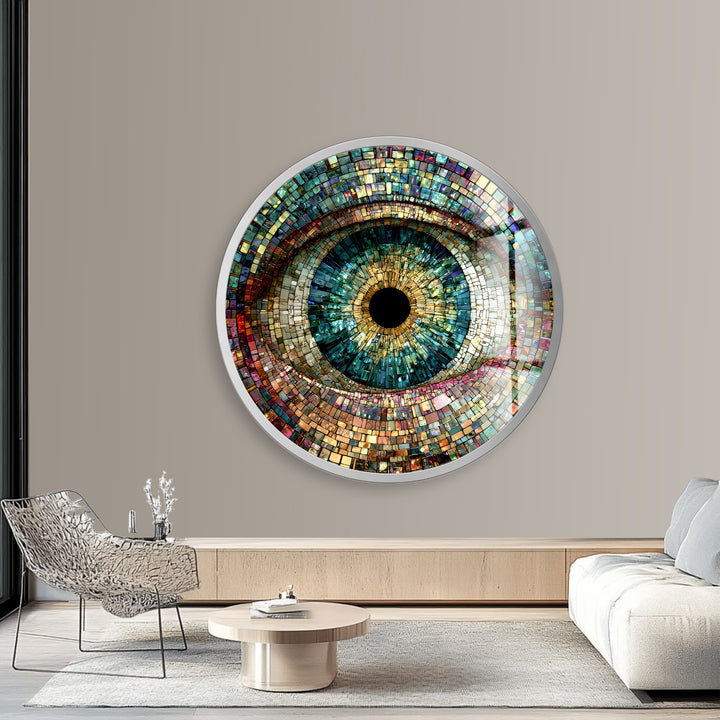 Multicolor Mosaic Pattern – Round Glass Wall Art