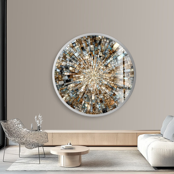 Natural Stone – Mosaic Round Glass Wall Art