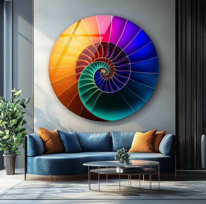 Cosmic Spiral Shell Design – Round Glass Wall Art - MyPhotoStation