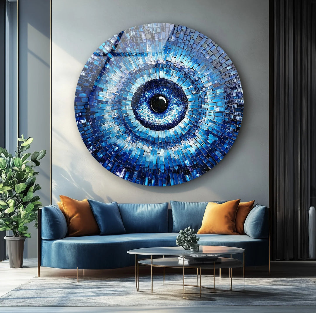 Midnight Radiance Evil Eye – Round Glass Wall Art - MyPhotoStation
