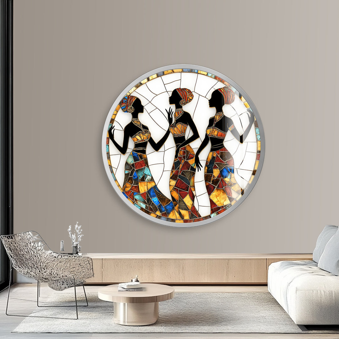Sisters in Harmony – Round Glass Wall Art