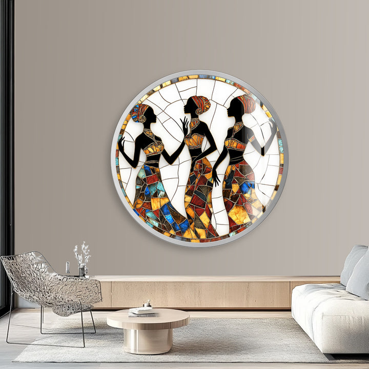 Sisters in Harmony – Round Glass Wall Art