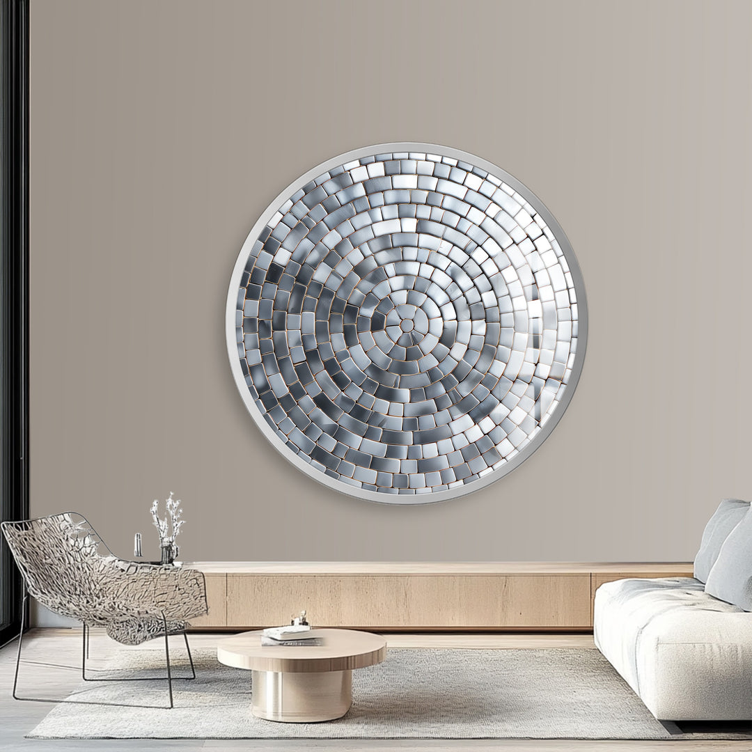 Steel Ripple – Round Glass Wall Art