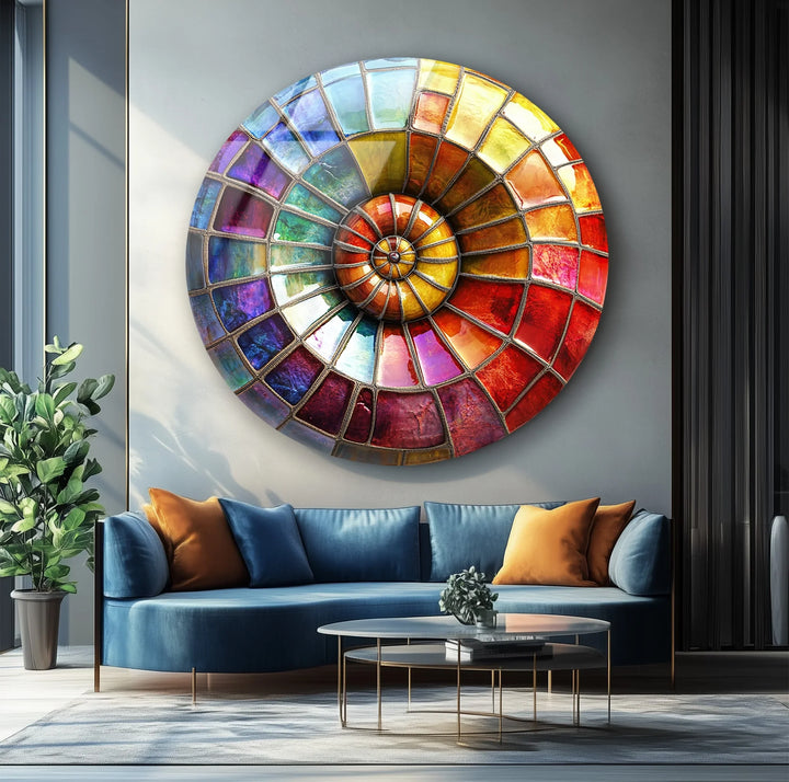 Radiant Rainbow Mosaic Round Glass Wall Art - MyPhotoStation