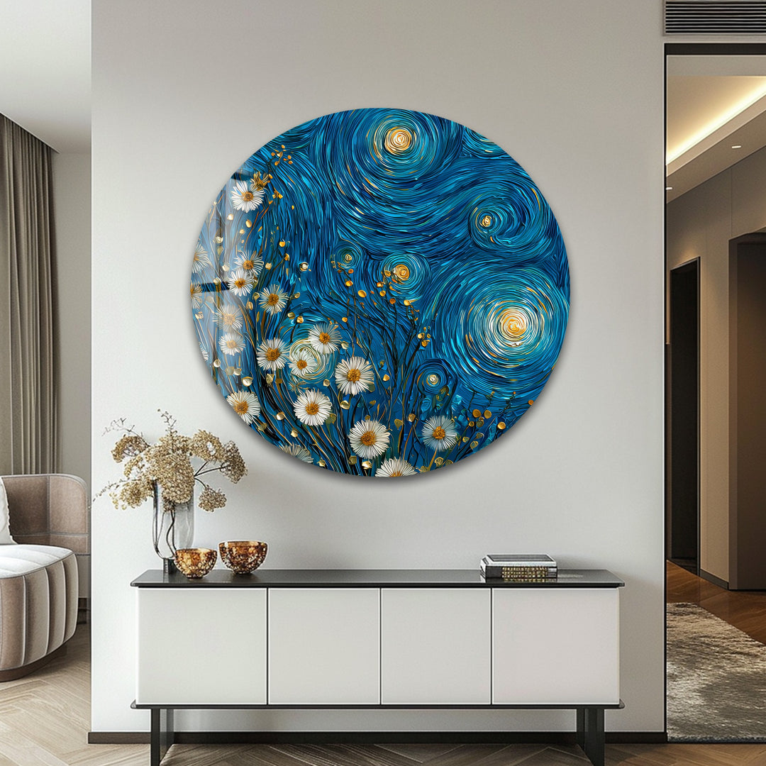 Starry Blossoms – Glass Wall Art