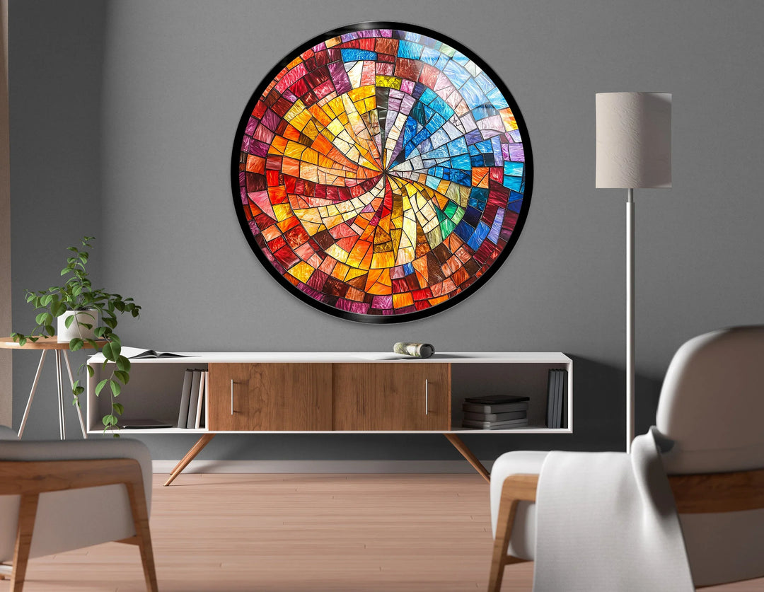 Solar Spiral Burst – Round Glass Wall Art - MyPhotoStation