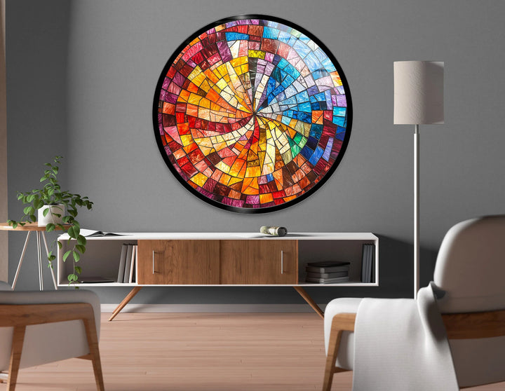 Solar Spiral Burst – Round Glass Wall Art - MyPhotoStation