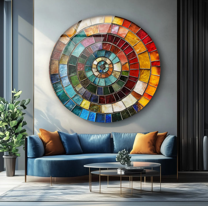 Color Wheel Mosaic Round Glass Wall Art - MyPhotoStation
