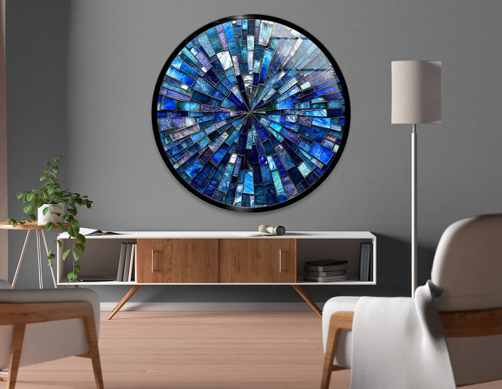 Radiant Mosaic Burst – Round Glass Wall Art - MyPhotoStation