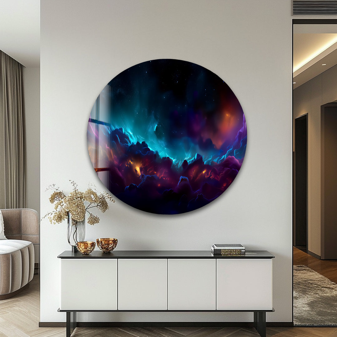 Portal to the Cosmos – Abstract Galaxy Dreamscape Glass Wall Art