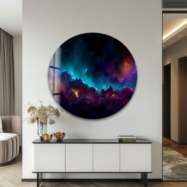Portal to the Cosmos – Abstract Galaxy Dreamscape Glass Wall Art