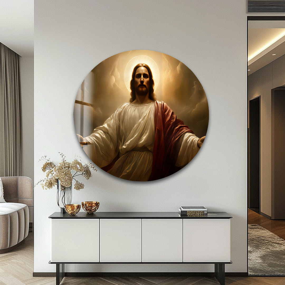 Divine Light – Sacred Jesus Portrait Glass Wall Art