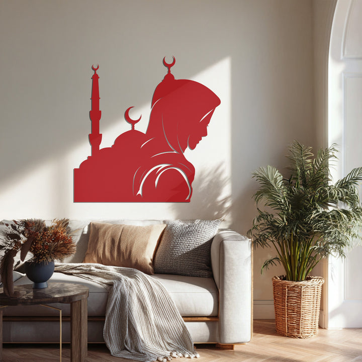 Black metal Islamic wall art woman