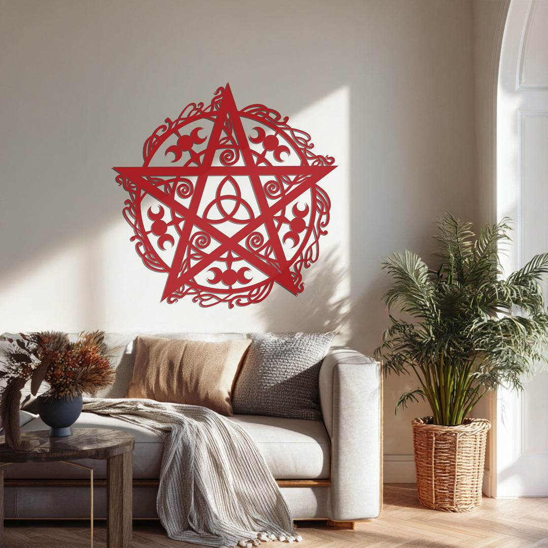 Pentagram Moon Phases – Mystical Metal Wall Art