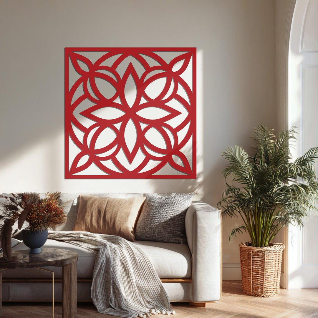 Abstract geometric floral metal wall art
