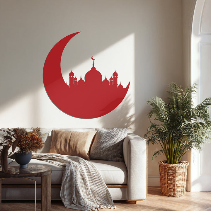 Mosque silhouette moon wall art