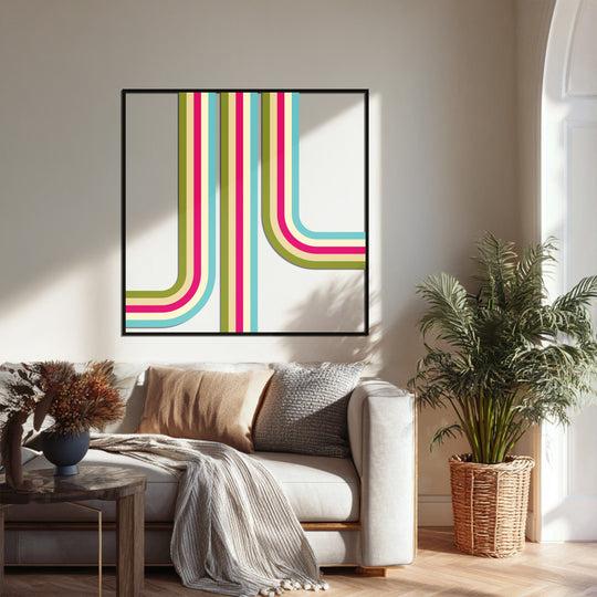 Modern abstract stripe metal wall decor in retro style