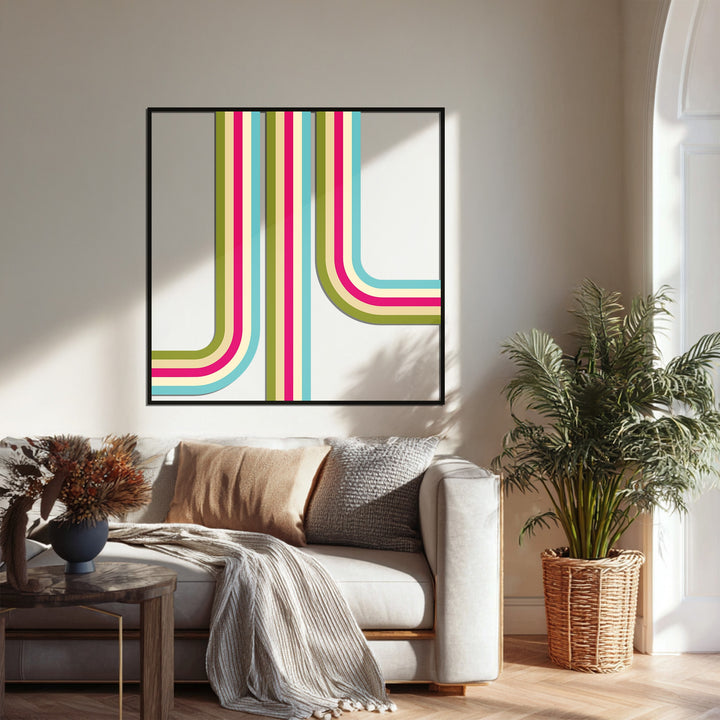 Modern abstract stripe metal wall decor in retro style