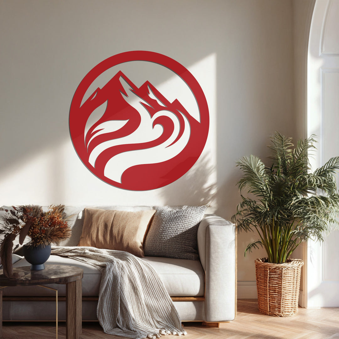 زهرة القمر – القمر وزهرة اللوتس فن جداري معدني