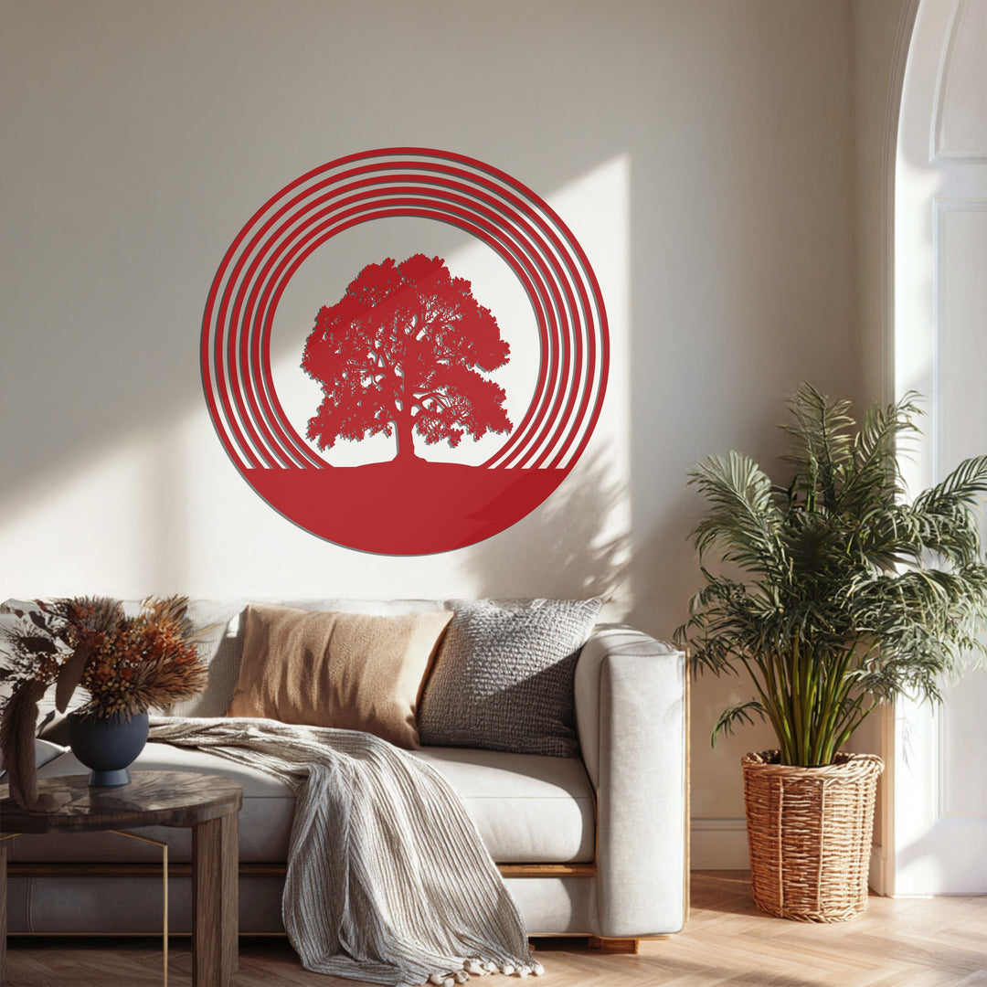 Sacred Tree of Life – Modern Circular Metal Wall Art