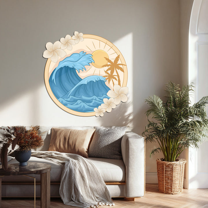 Modern tropical paradise metal wall art for beach homes