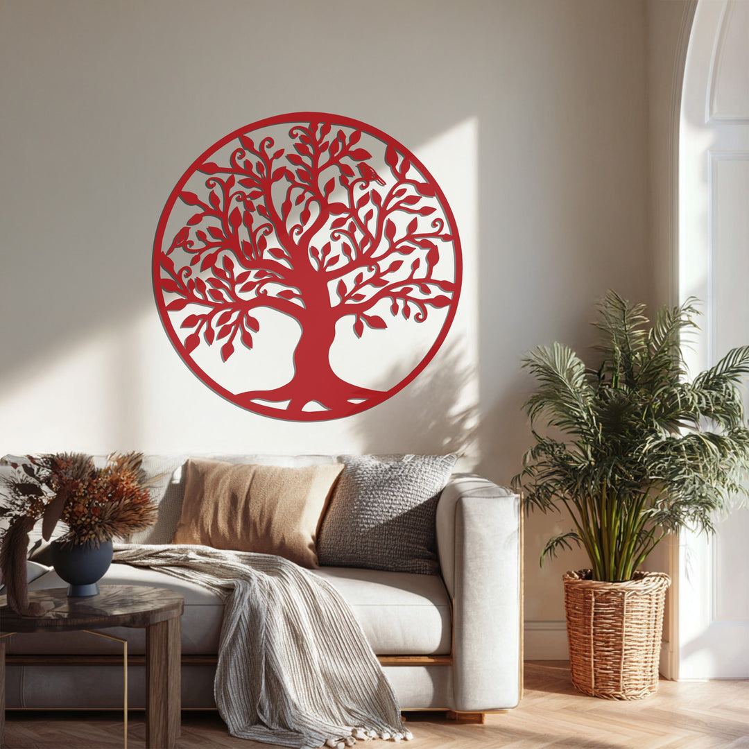 Tree of Life Circle – Metal Wall Art with Birds