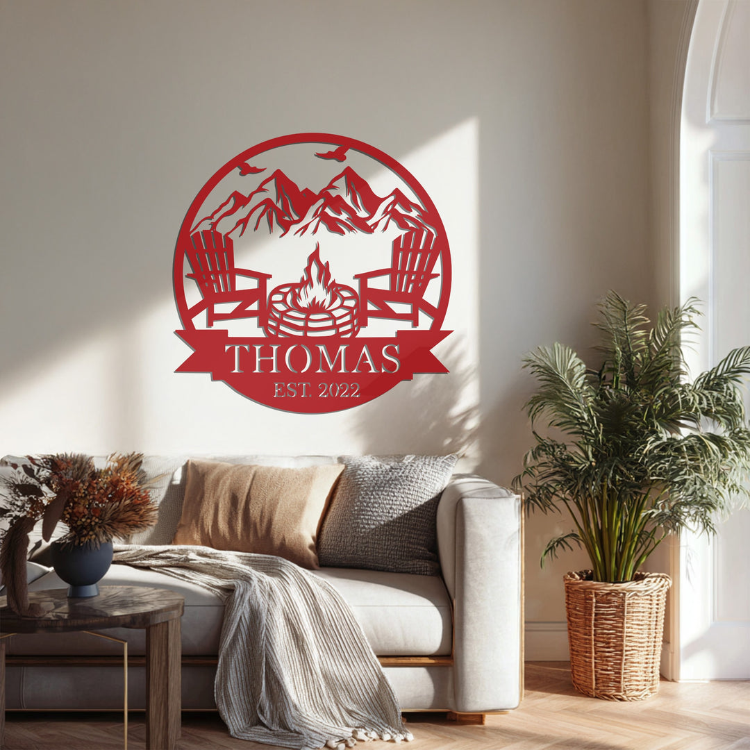 Custom outdoor family name metal sign Thomas