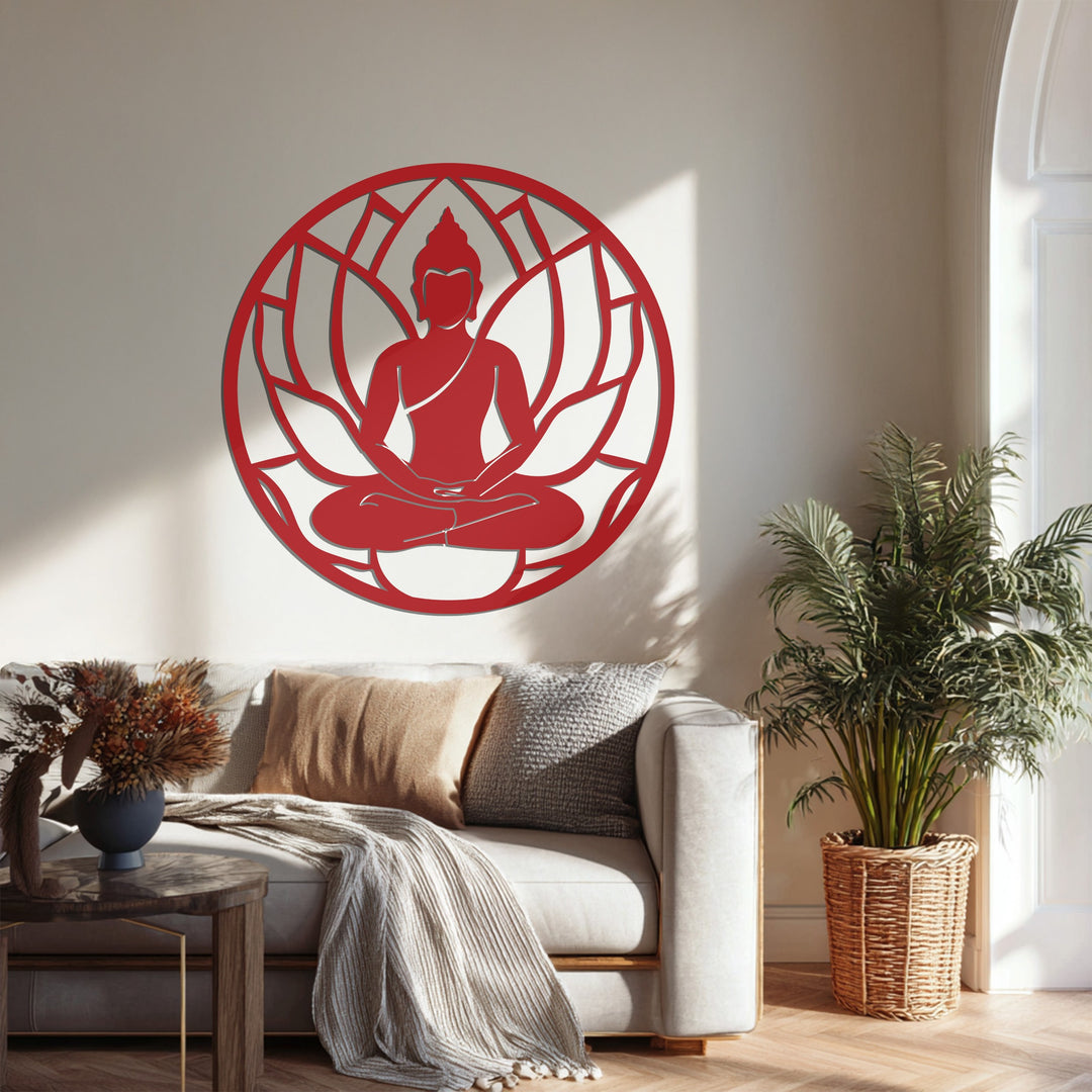 Lotus Buddha Metal Wall Art – Tranquil Spiritual Design
