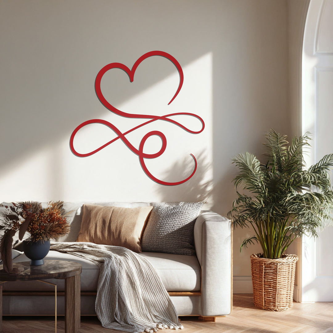 Heart & Infinity – Minimalist Love Symbol Metal Wall Art
