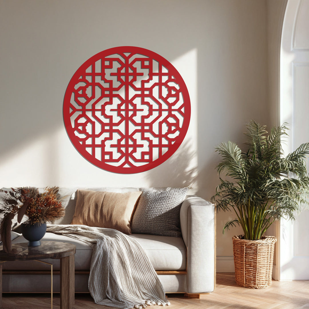 Geometric Mandala Pattern – Round Metal Wall Art