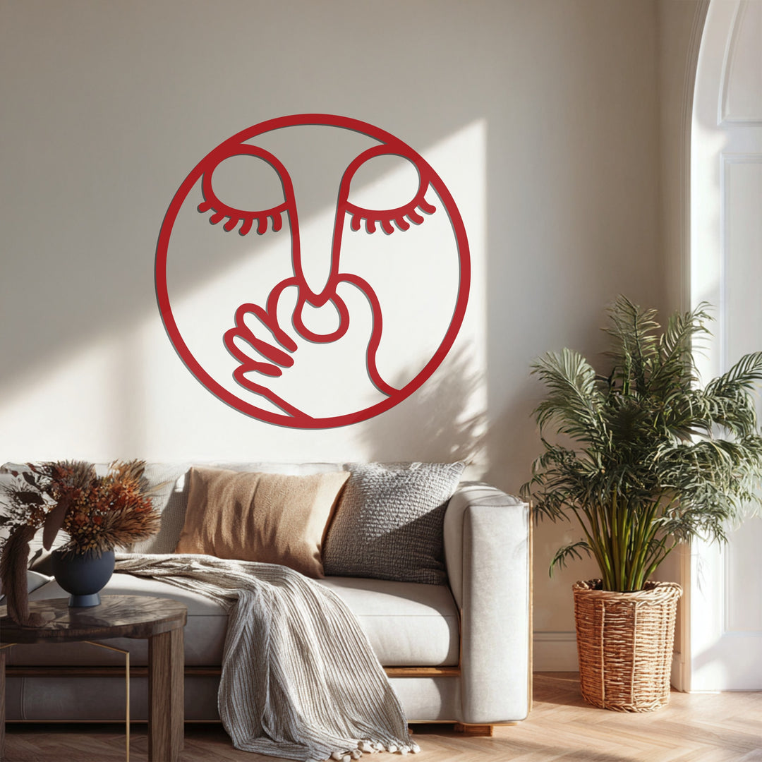 Golden Silence Face – Abstract Modern Metal Wall Art