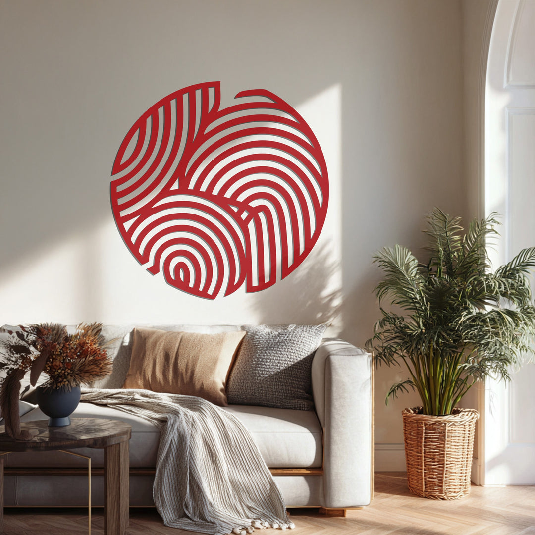Geometric Waves Circle – Abstract Metal Wall Art