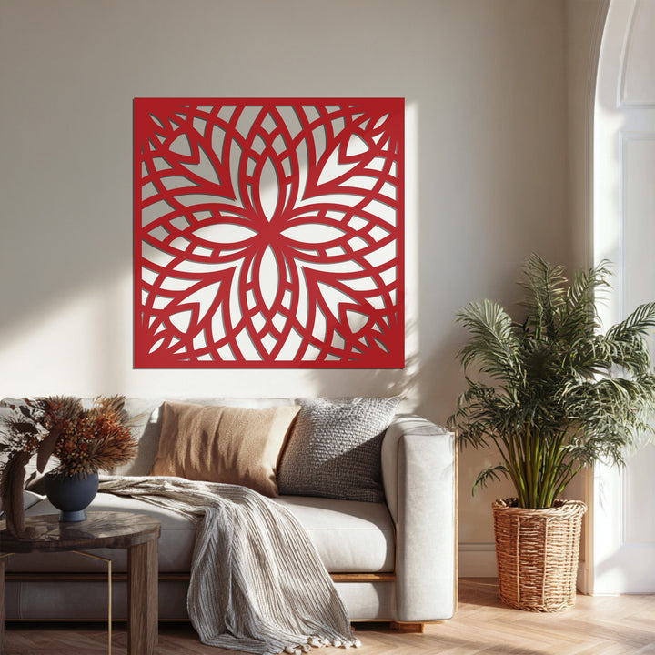 Geometric floral metal wall art
