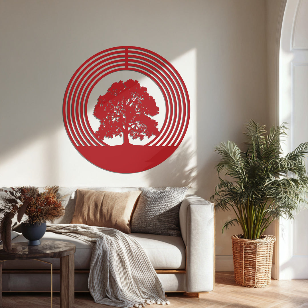 Arbre de Vie Sacré–Circulaire Moderne Décoration Murale Métal
