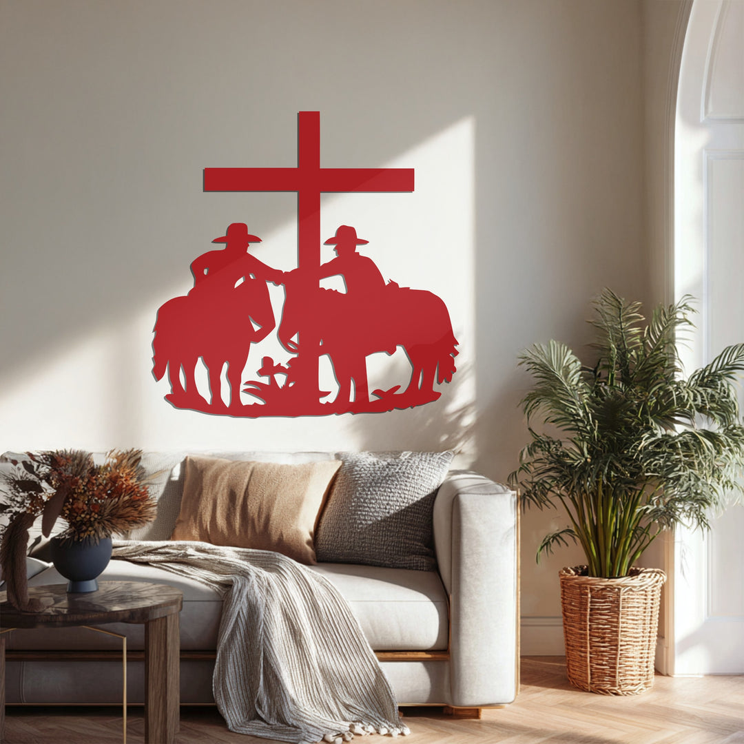 Cowboys at the Cross – Western Christian Metal Wall Art