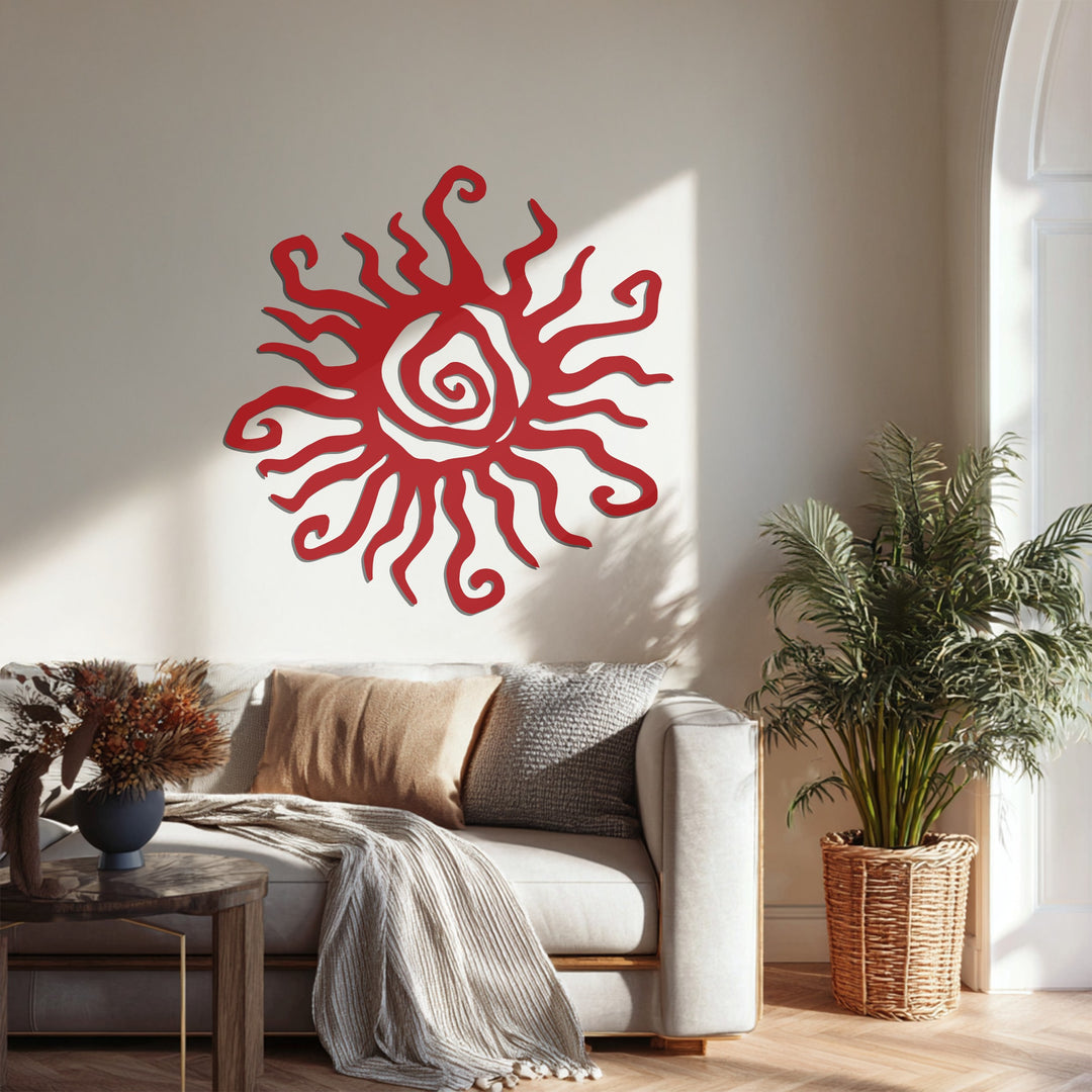 Golden Spiral Sun – Abstract Metal Wall Art