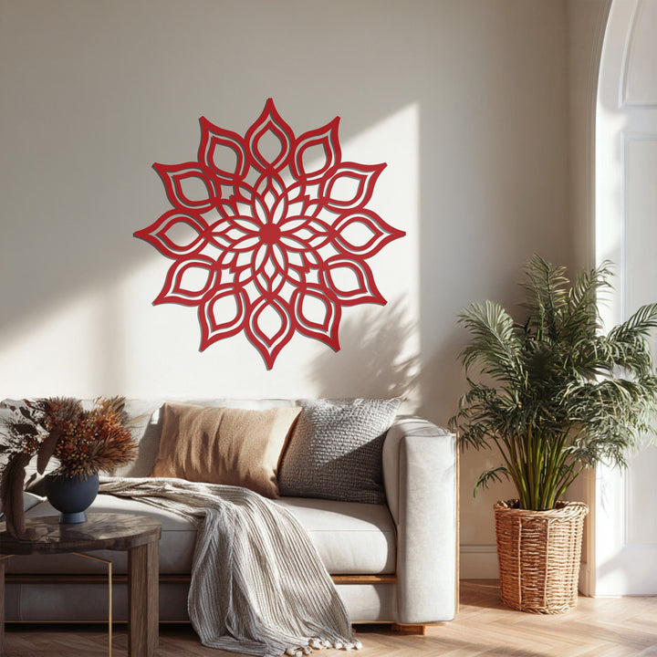 Intricate geometric metal artwork for living room