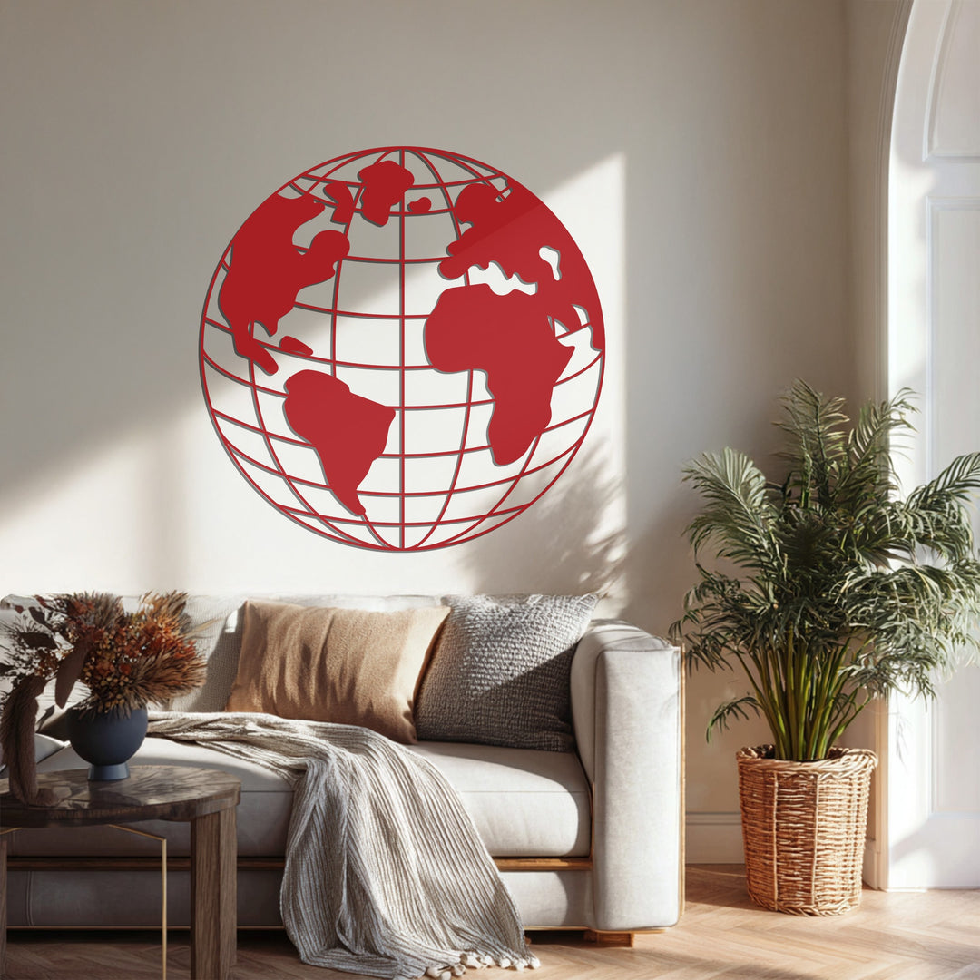 Minimalist globe metal wall art