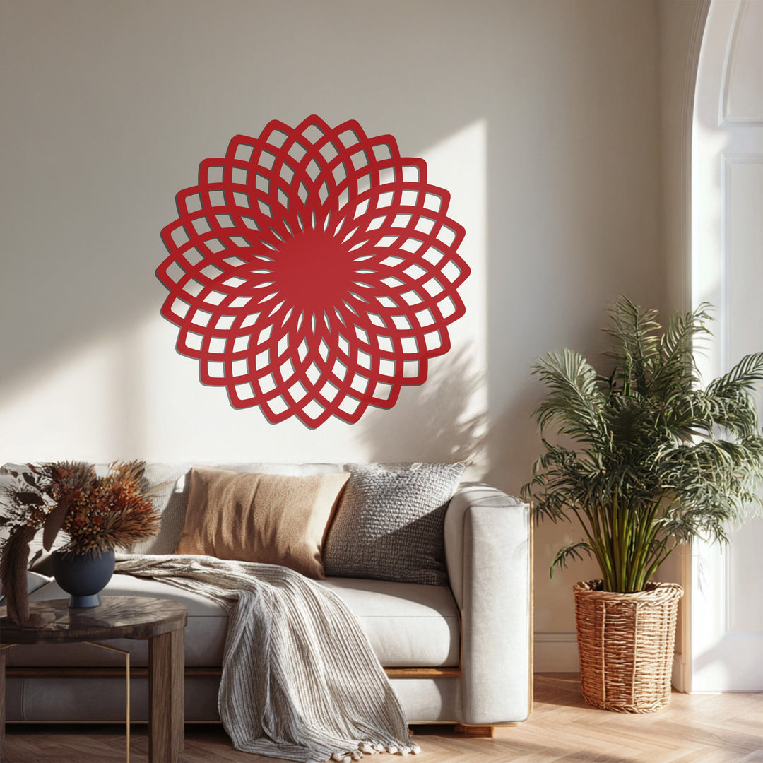 Geometric Flower Mandala Metal Wall Art – Modern Abstract Home Décor