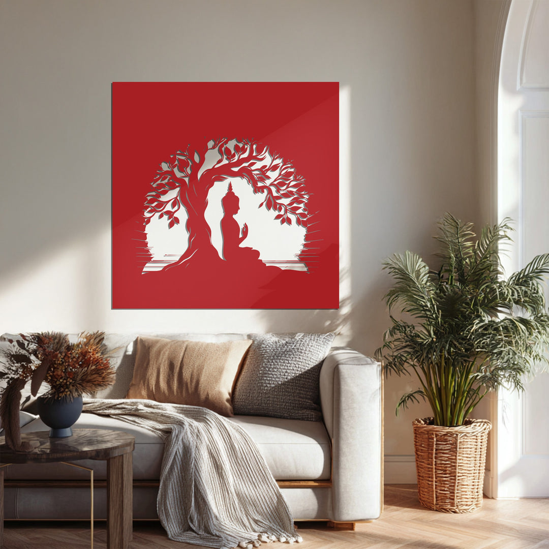 Buddha Under Bodhi Tree – Enlightenment Meditation Metal Wall Art