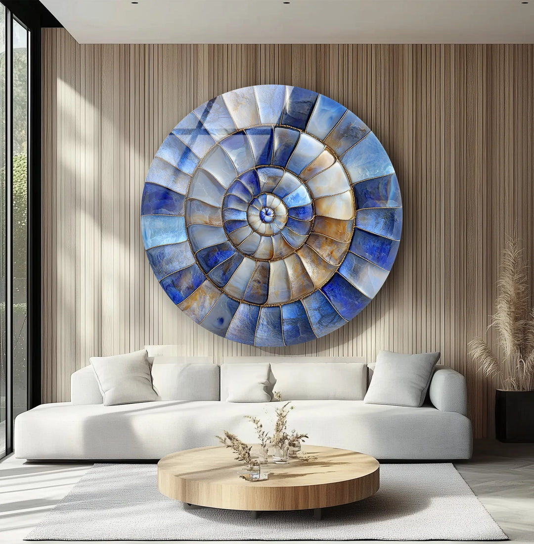 Coastal Blue & Sand Round Glass Wall Art - MyPhotoStation