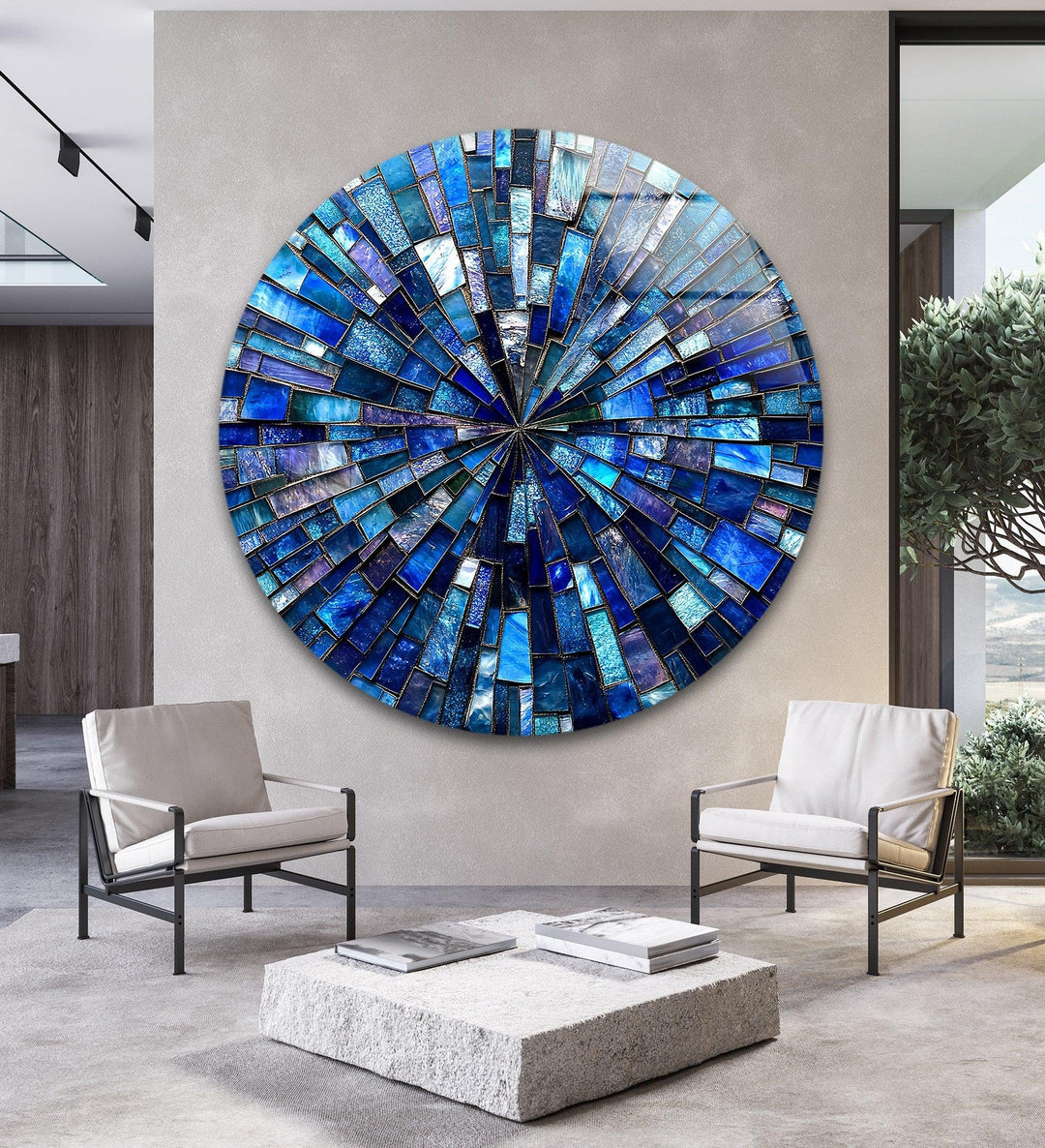 Radiant Mosaic Burst – Round Glass Wall Art - MyPhotoStation