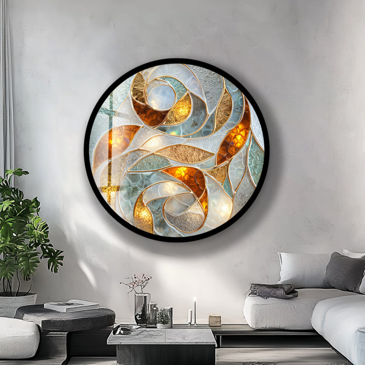 Abstract Swirl Design – Round Glass Wall Art