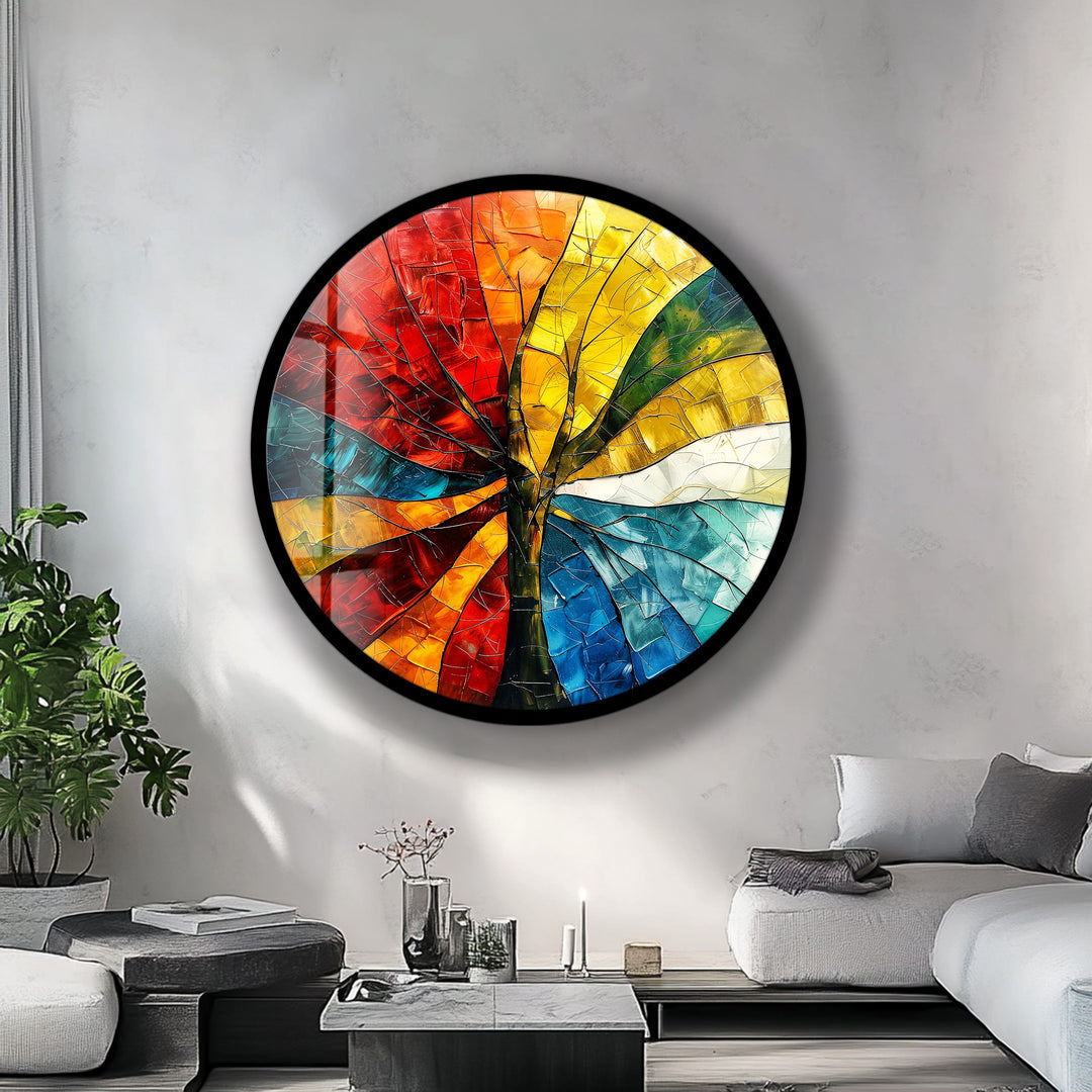 Nature-inspired modern circular glass wall art
