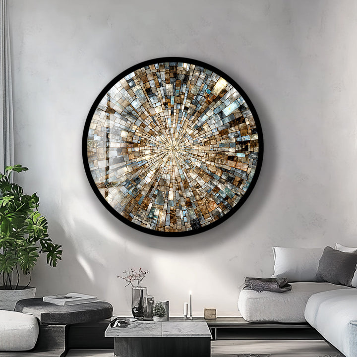 Natural Stone – Mosaic Round Glass Wall Art