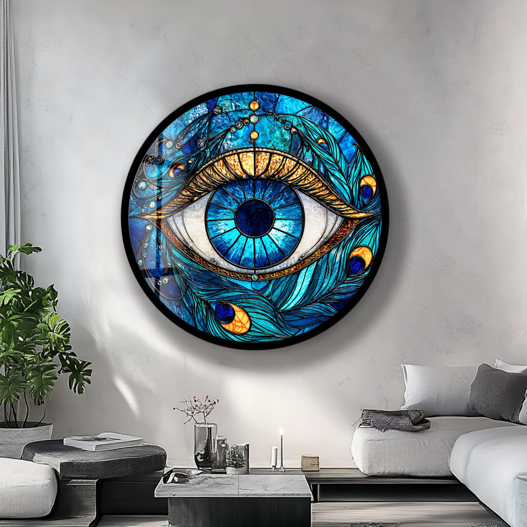 Mystic Eye Radiance – Round Glass Wall Art