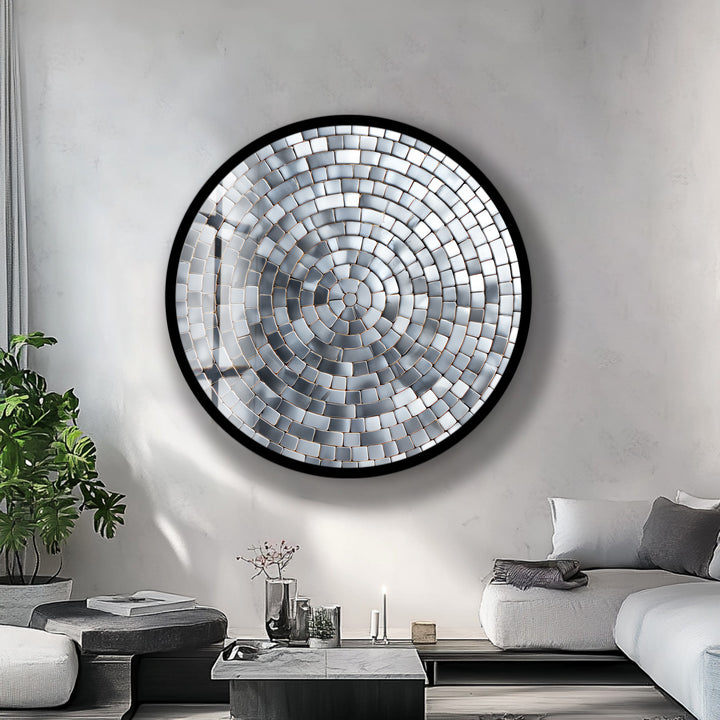 Steel Ripple – Round Glass Wall Art